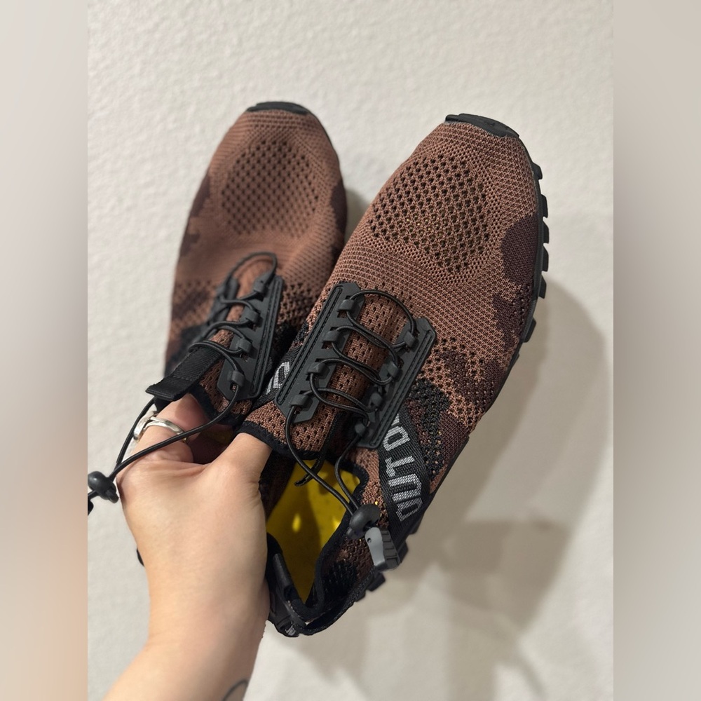 Unbranded Outdoor Water Shoes – Brown Camo Knit, Quick-Lace, Rugged Sole‎